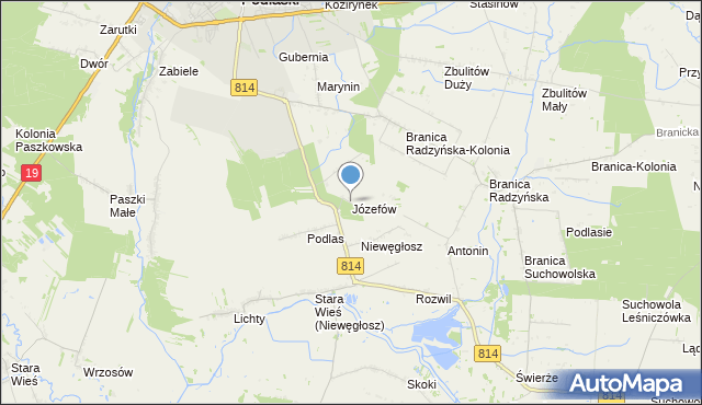 mapa Józefów, Józefów gmina Radzyń Podlaski na mapie Targeo